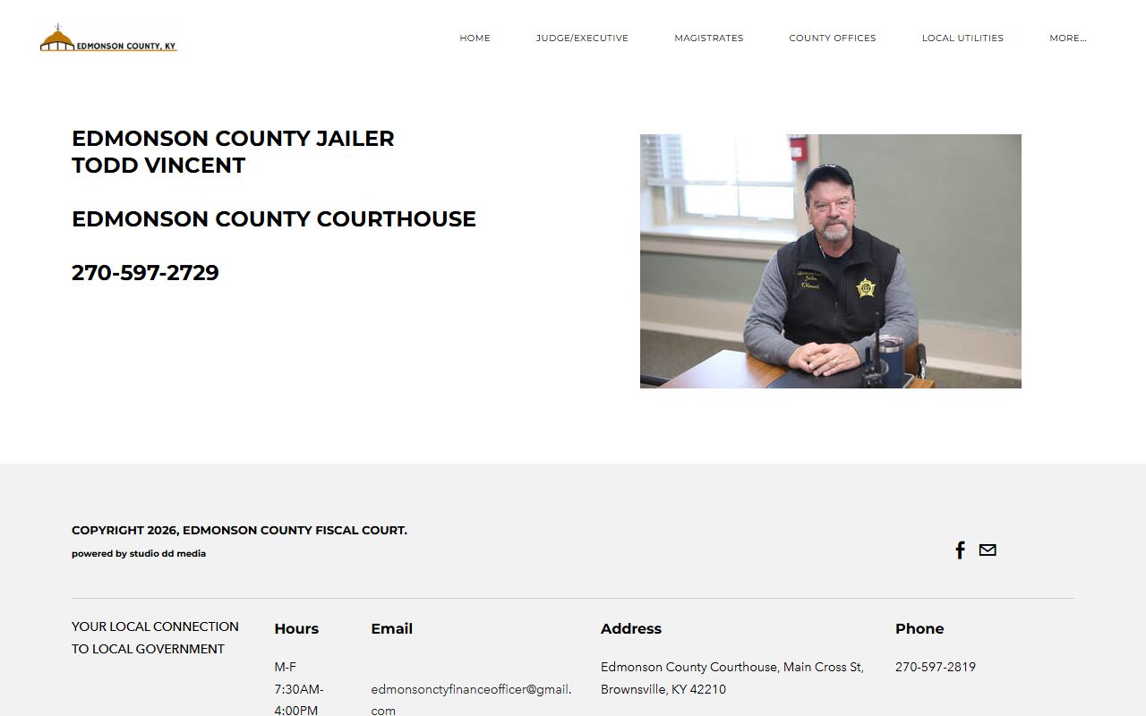 Edmonson County jailer page for inmate records routing